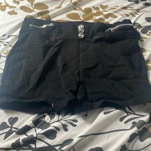 Black 3 Button Denim Shorts